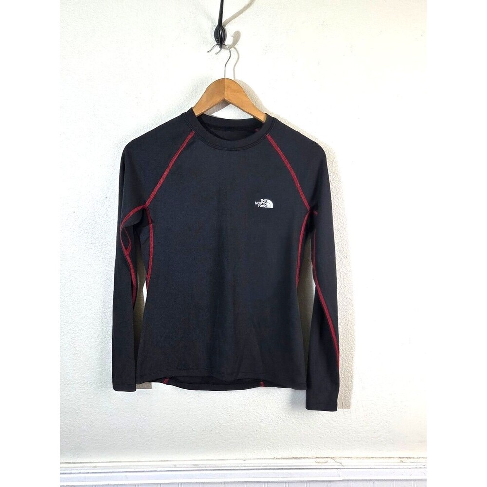 The North Face Flight Series Womens S Running Shirt Black Red Long Sleeve Top